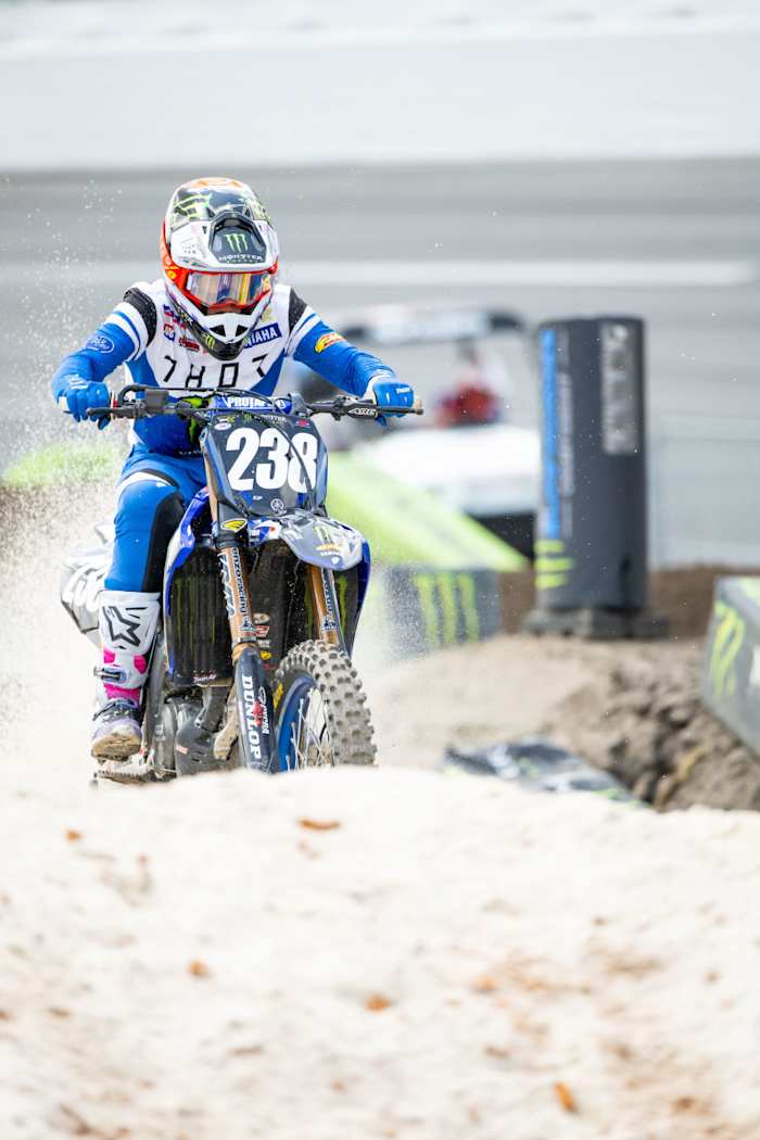 Haiden Deegan earned the first of what promises to be many podiums in his career, finishing third in Saturday's 250 class at Daytona. Photo: Feld Entertainment.